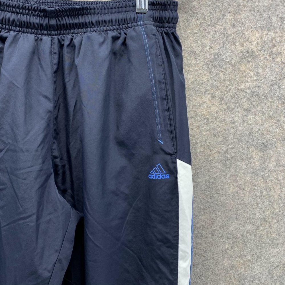 Adidas Sweatpants Men Large Blue Navy Athletic Outdoors Polyester Gym Vintage - Picture 3 of 13
